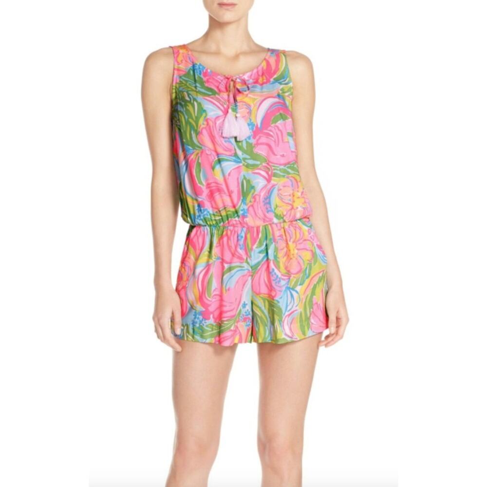 Lilly Pulitzer Tybee Romper Tasseled Tie Preppy Summer Vacation Casual Y2k S